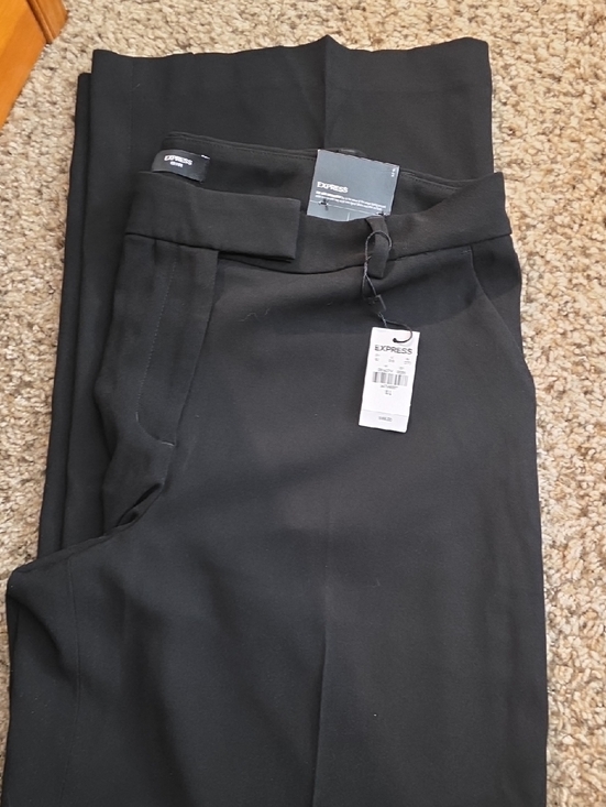 Express Pants - Express Black Editor Relaxed Trouser Mid Rise Dress Pants - Express